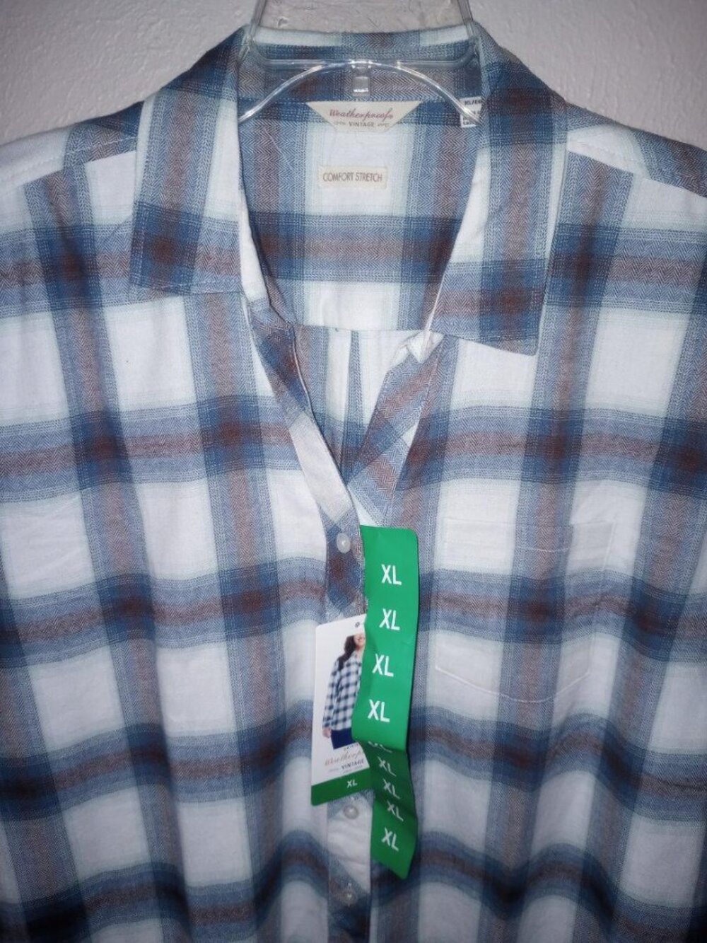 Original Weatherproof Vintage Women's Flannel Long Sleeve Shirt, Blue, Size XL - Picture 3 of 5